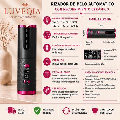 Rizador Automático LUVEQIA™ | Rizos Perfectos en Minutos