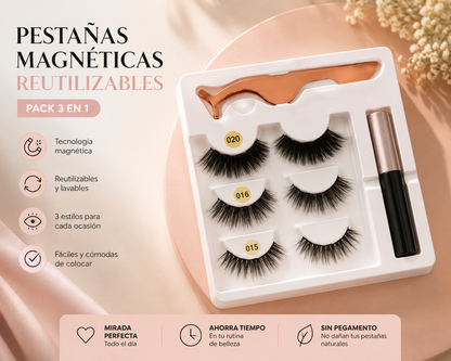 Pestañas Magnéticas reutilizables (Pack 3 pares)